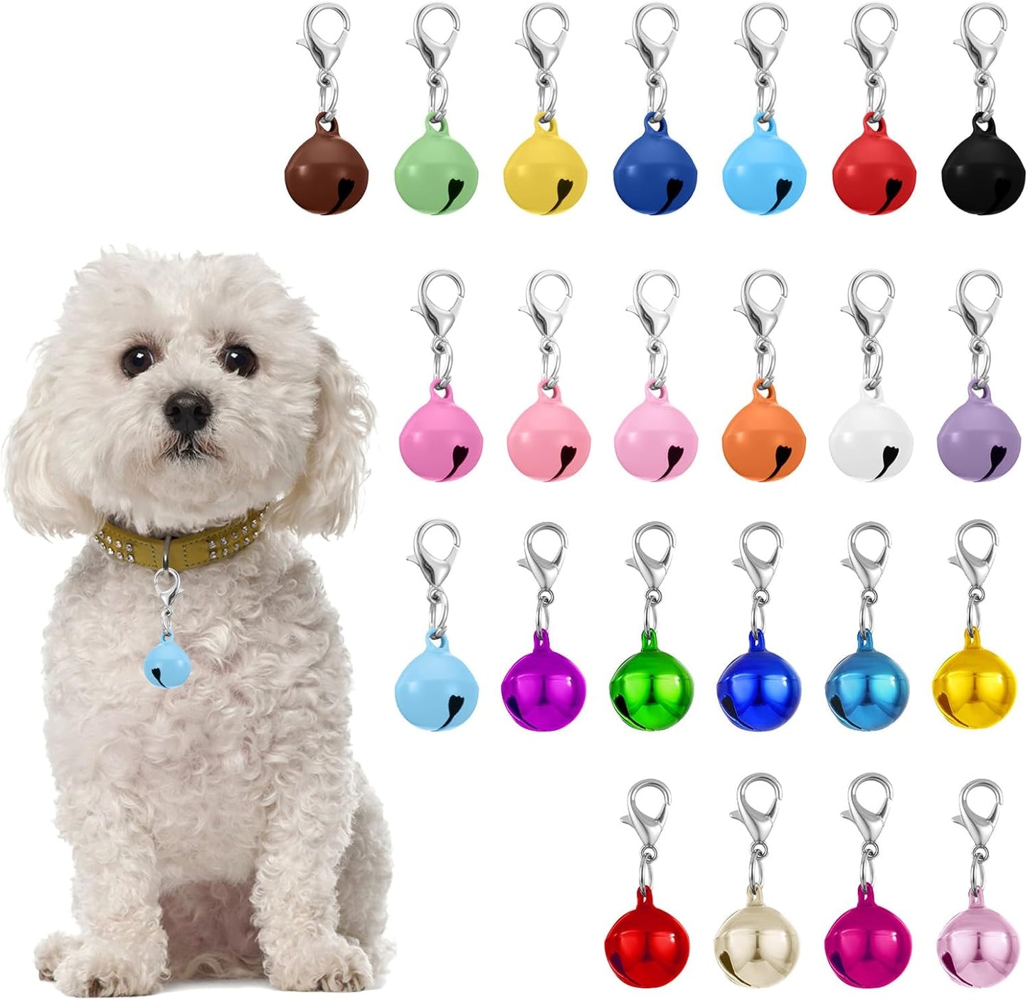 23 PCS Pet Bells for Dog Cat Collar, Colourful Cat Dog Bells with Clasps, Metal Bell for Small Pet Collar with Loud Crisp Sound for Collar Charm Accessories Christmas Decoration