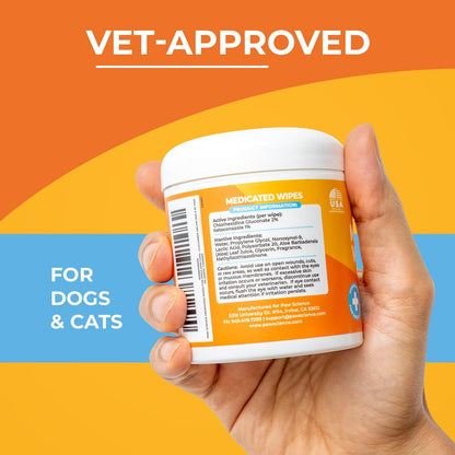 Antibacterial & Antifungal Medicated Wipes for Dogs and Cats – 100 Count - Chlorhexidine Wipes with Ketoconazole for The Treatment of Rashes, Skin Infections, Itchy Paws, and Pet Acne