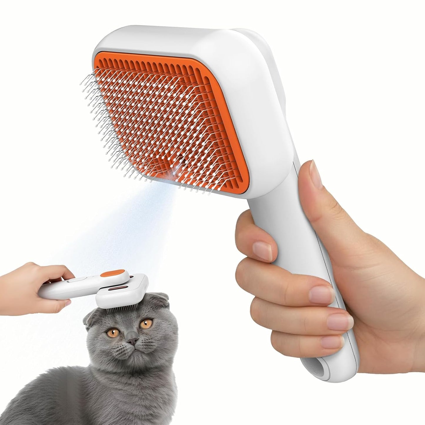 3-in-1 Cat Steam Brush with Mist Spray, Pet Grooming Deshedding Brush with One-Click Hair Release for Long & Short Hair Cats