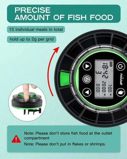 Automatic Fish Feeder for Aquarium - Moisture-Proof and Precision Feeding Betta Vacation Feeder, USB Rechargeable Auto Fish Food Dispenser with Timer,LCD Display
