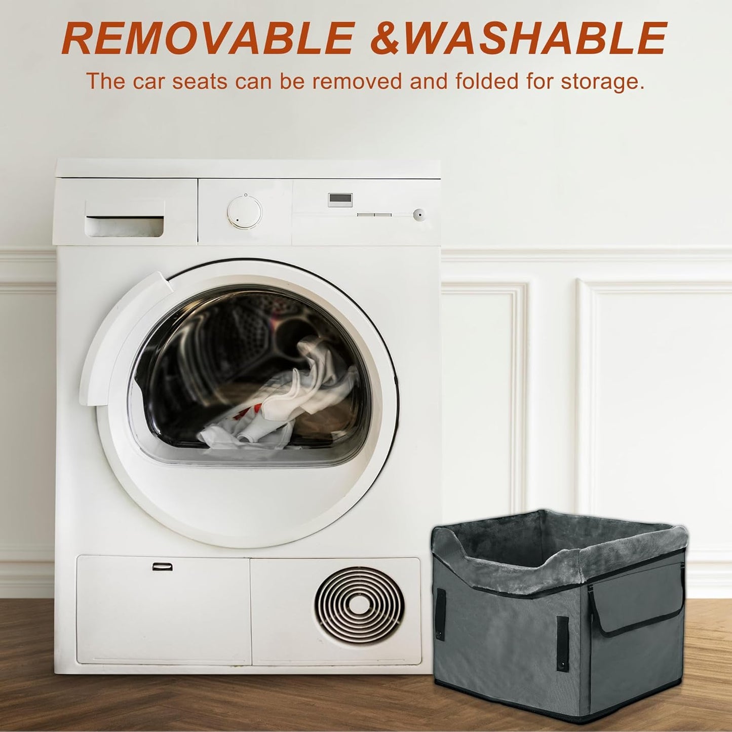 Dog Car Seat for Small Dog, Portable Dog Car Travel Bed, Car Seat Storage Pockets Cat Backpack, for Puppy Travel Bed for Small Pet, Small, Gray