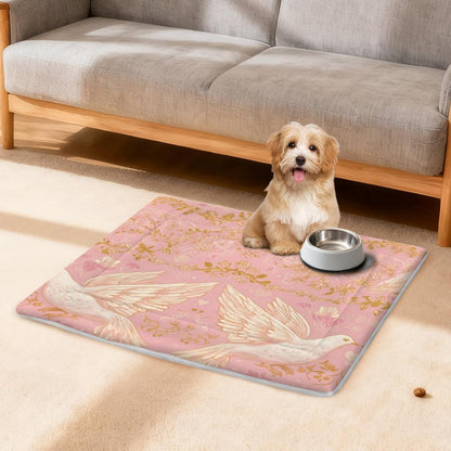 susiyo Pink Doves Flowers Dog Bed Mat - Super Soft & Warm Pet Pad, 25x18 Inch Machine Washable Mat for Small Medium Dogs, Couch Protector, Crate & Travel Bed Topper