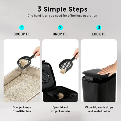 Cat Litter Disposal System for Odor Control, Hands-Free Patent Structure Litter Trash Can Kit & 4 Pack Cat Litter Refill Bags