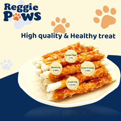 Dog Treats - Chicken Wrapped Rawhide Sticks for Dogs - 5 Inch Natural Dog Chews, High Protein & Low Fat Treats for Small to Large Dogs, Promotes Dental Health - 10.6 oz