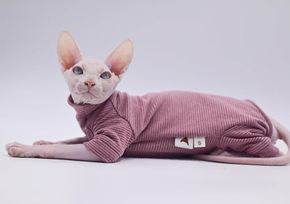 Hairless Cat Clothes Four-Legged Velvet Warm Soft Autumn and Winter Cat Apparel for Sphynx, Devon Rex, Cornish (Small)