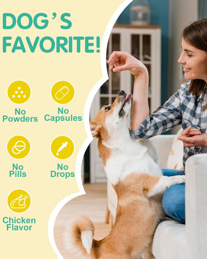 Omega 3 for Dogs - Dog Skin and Coat Supplement with EPA & DHA Fatty Acids- Fish Oil Chews with Salmon Oil & Vitamins - Itchy, Dry & Shedding Skin Relief- Chicken Flavor, 120 Chews