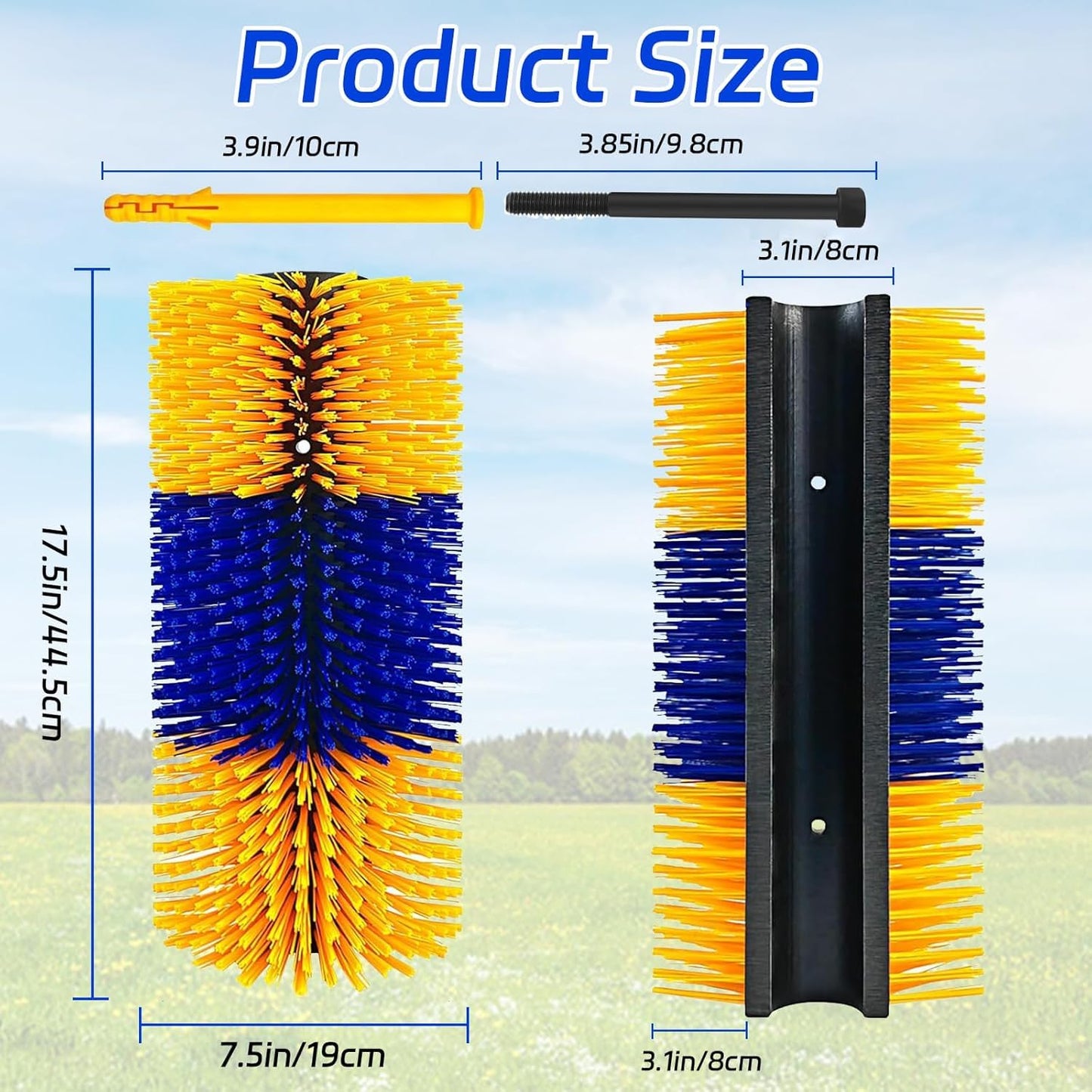 2PCS Livestock Scratch Brushes, Horse Scratcher Full Massage Brush Kit, Relieve Itching on Back, for Horse, Cattle, Sheep, Pig, Yellow