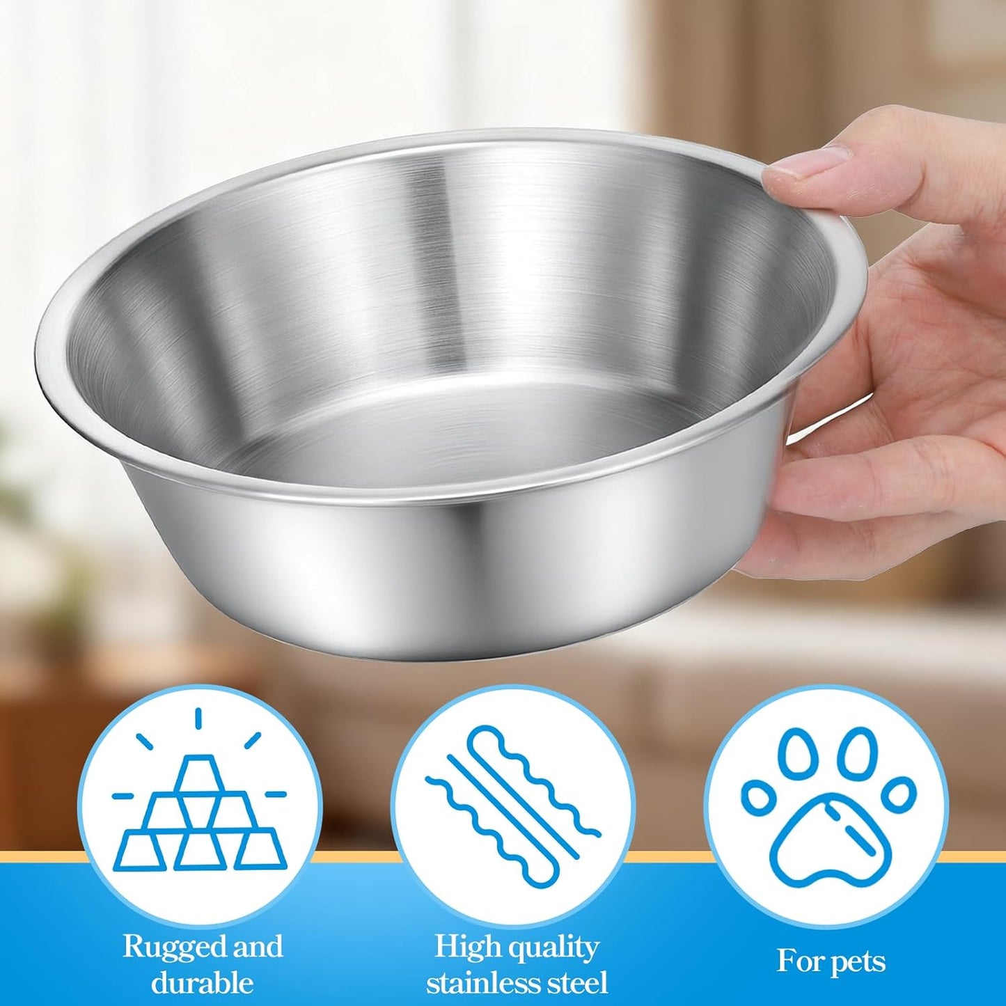 10 Pcs Stainless Steel Dog Bowls Bulk, 6.9 Inch Thickened Metal Food and Water Dish Basic Pet Feed Bowl Replacement Pet Bowls for Dogs Cats(29 Oz, Dishwasher Safe)