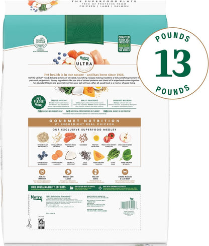 Nutro Ultra Senior Dry Dog Food with a Trio of Proteins from Chicken, Lamb and Salmon, 13 lb Bag