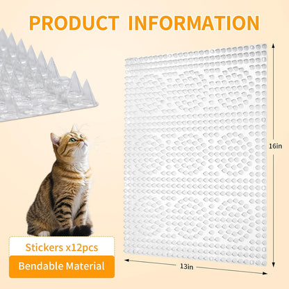 Scat Mat for Cats with Spikes -12 Pack Cat Repellent Mat Deterrent Indoor,Cat Repellent Mat Outdoor Cat Spike Mat Indoor Cat Countertop Deterrent Keep Cats Off Counter
