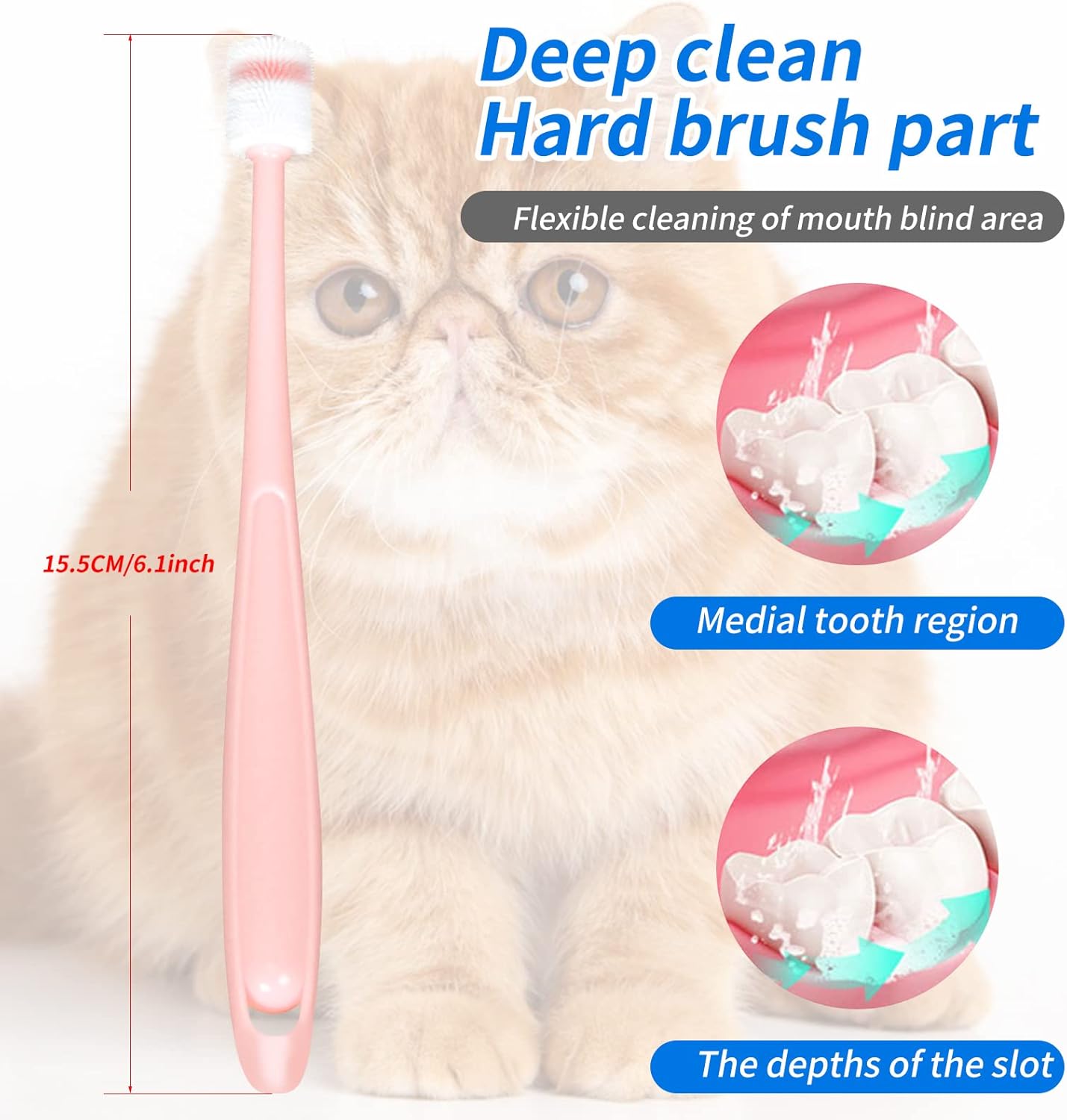Pet Cat Dog Toothbrush and Toothpaste Brushing Kit,Vanilla Flavor Toothpaste & 2 pcs 360 Toothbrush Teeth Cleaning & Fresh Breath Dental Care Best for Bad Breath by Removing Plaque