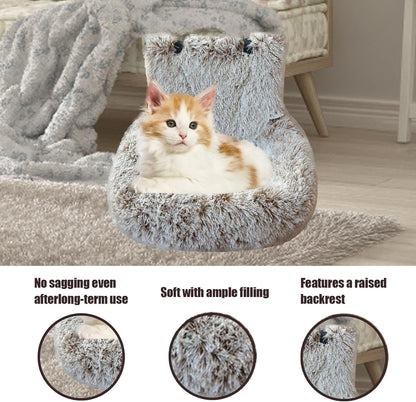 Dog Car Seat - Dog Bed for Car with Safety Straps, Pet Travel Bed for Small Medium Dogs, Memory Foam Booster Seat Soft Plush Sherpa Detachable Washable Cover