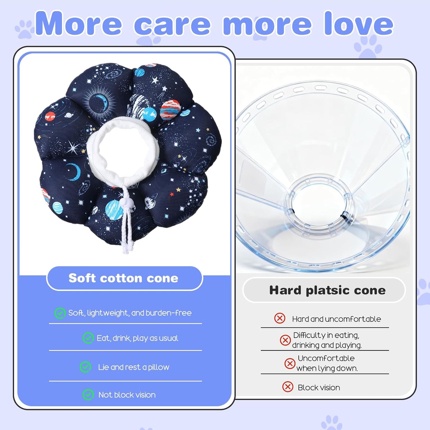 Cat Cone Collar Soft Waterproof Cat Recovery Collar Protective Adjustable Cones to Stop Licking After Surgery Cute Pet Pillow for Small Animal Cats Kittens Puppies