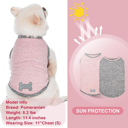 KYEESE 2Pack Dog Shirts Soft Tank Top Small Dog Shirt with Reflective Label Quick Dry Stretchy Sleeveless Vest Sun Protection Lightweight Pet Clothes, Large
