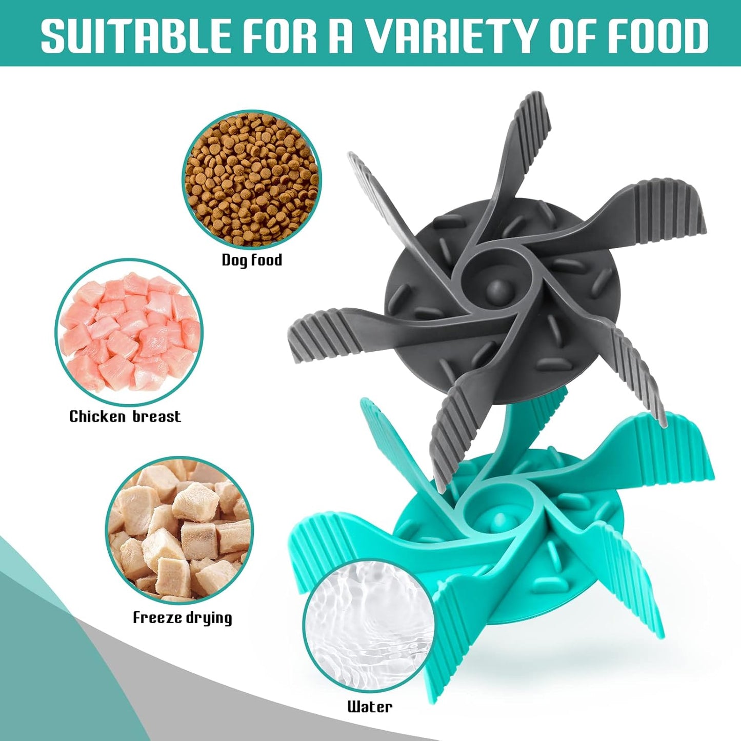 2 Pcs Dog Bowl Slow Feeder Insert, Cuttable Slow Feeder Dog Bowl Insert with Strong Suction Cups, Cat Dog Feeding Supplies, Slow Feeder for Most Dogs Bowl or Dogs Dish