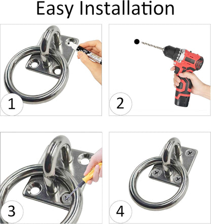 2Pcs M8*60 Stainless Steel Cross Tie Ring for Horse, Wall Mount Block Tie Rings for Horse Stall Stable Barn Supplies Equestrian Hitching Ring Hardware