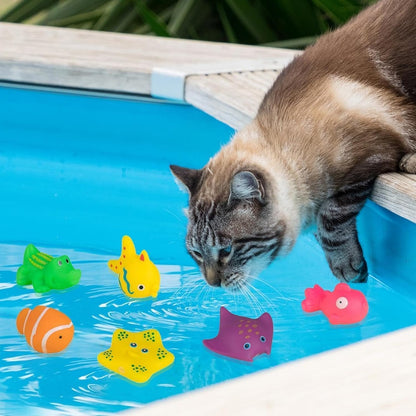6 Pcs Pool Cat Interactive Toy, Cat Pool Toys, Floating Water Toy, Pet Kitten Swimming Bathing Fish Toy,Bath Toys, Sensory, Cats for Endless