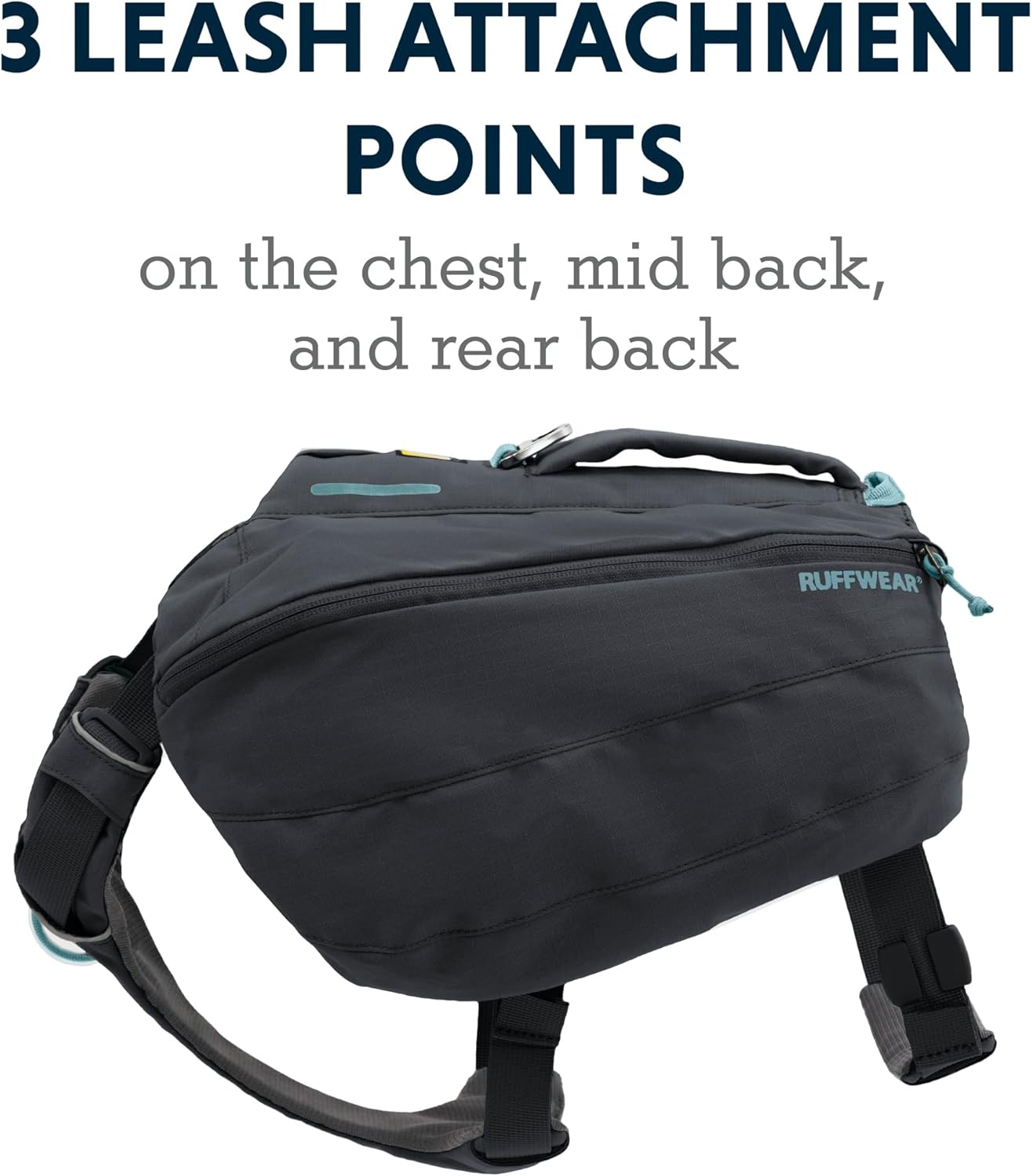 Ruffwear, Front Range Day Pack, Dog Backpack with Saddlebags, 5-Point Adjustment, 3 Leash Points, Padded Handle, Internal Mesh Pockets, Reflective Trim, Light Loop, Basalt Gray, Large/X-Large