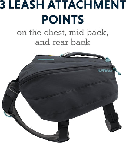 Ruffwear, Front Range Day Pack, Dog Backpack with Saddlebags, 5-Point Adjustment, 3 Leash Points, Padded Handle, Internal Mesh Pockets, Reflective Trim, Light Loop, Basalt Gray, Large/X-Large