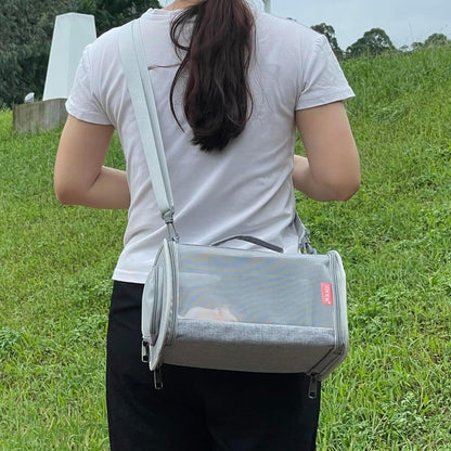 Guinea Pig Carrier Travel Small Animal Carrier Bag Lizard Bird Rabbit Carrier Cage Squirrel Breathable Bag Portable Travel Hamster Small Pet Hangbag (Small, Gray)