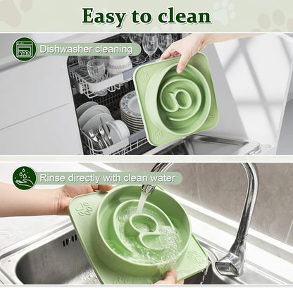 Slow Feeder Dog Bowls,Anti-Choking Silicone Puzzle Dog Food Bowl with Non-Slip Suction Cups,Slow Feeder Promotes Healthy Slow Eating,Ideal for Large Medium Small Dogs & Cats,Dishwasher Microwave Safe
