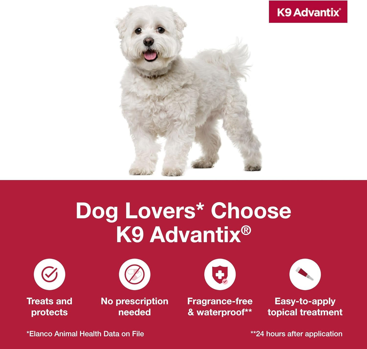 K9 Advantix Flea, Tick & Mosquito Prevention for Dogs 4-10 lbs. | Flea Drops for Small Dogs | Apply Monthly | 4 Treatments (Pack of 2)