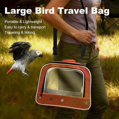 halinfer Large Bird Carrier Cage, Portable Bird Carrying Bag with Metal Tray and Grate to Transport Medium and Large Birds Like African Grey, Long Tail Cockatiel and Parrot