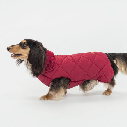 Fitwarm Reversible Quilted Dog Coat, Cozy Winter Clothes for Small Dogs Boy Girl, Windproof Thermal Pet Jacket, Red, Burgundy, XL