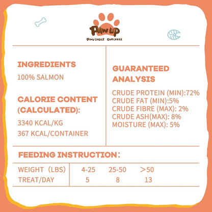 PAWUP Freeze Dried Salmon Dog Treats, Single Ingredient Raw Dog Food Toppers, Healthy Training Treats for Dogs,3.8 oz