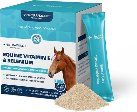 Balanced Natural Vitamin E & Selenium Powder Horse Supplement Supports Overall Health and Performance 30-Day Supply