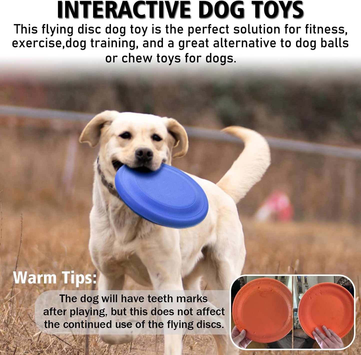 Dog Flying Disc (2 Pack) - Durable Rubber Flying Disc Dog Toy - 9.25" Indestructible Rubber Dog Fetch Toy - Puncture Resistant & Bite Resistant Extremely - for Medium Large Dogs