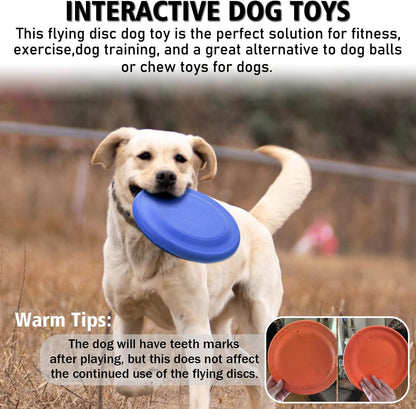 Dog Flying Disc (2 Pack) - Durable Rubber Flying Disc Dog Toy - 9.25" Indestructible Rubber Dog Fetch Toy - Puncture Resistant & Bite Resistant Extremely - for Medium Large Dogs