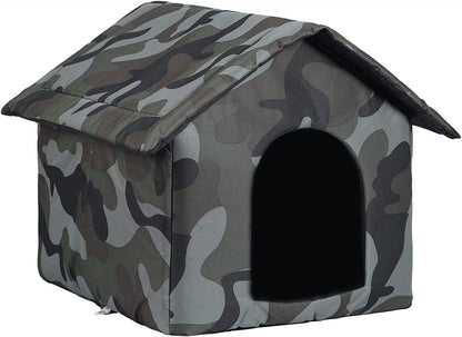Cat Houses for Outdoor Cats Outdoor Houses for Feral Cats House with Weatherproof Canvas Roof Stray Shelter (Medium cat Houses, Green cat House)