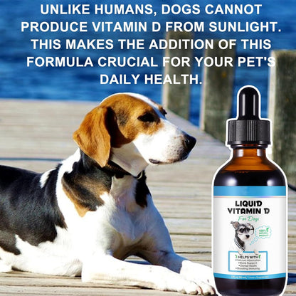 Vitamin D for Dogs, Liquid Vitamin D for Dogs, Dog Vitamins D Drops Promote Calcium Absorption, Supports Immune System Hip & Joint Health and Dog Dental Health, Dog Multivitamin Supplements