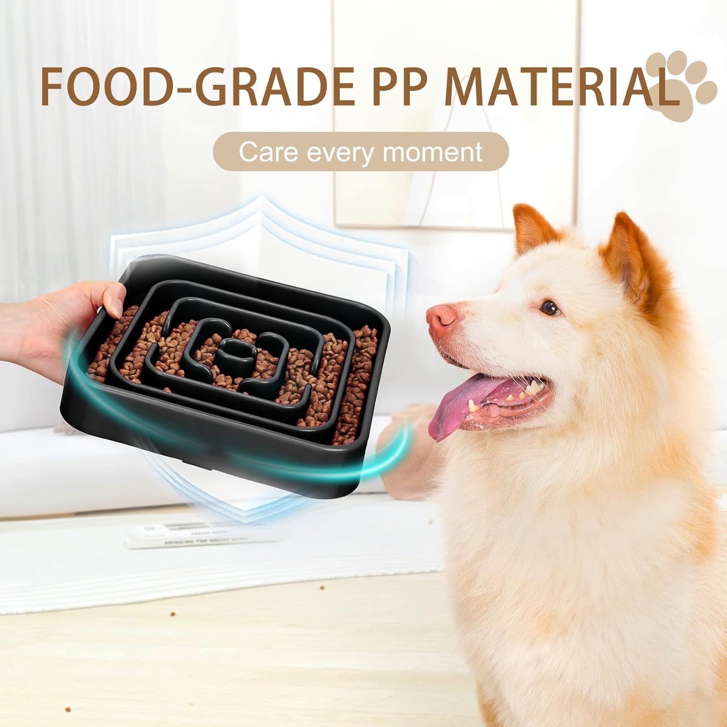 Slow Feeder Dog Bowls for Large Medium Dogs, Anti-Choking Slow Eating Maze Dog Food Bowl, Anti-Slip Slow Feeding Pet Puzzle Bowl,Black