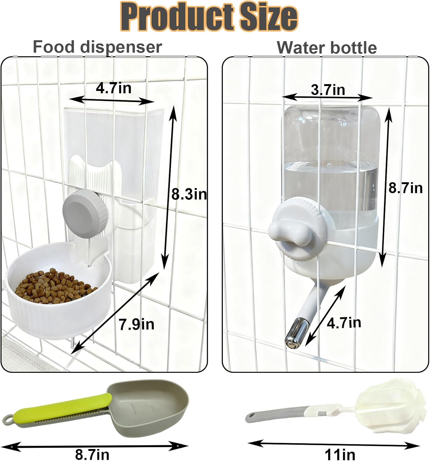 Rabbit Gravity Feeder Waterer Set Automatic Guinea Pig Food Water Dispenser Food Water Bowl Feeding Station for Puppy Kitten Guinea Pigs Chinchilla Hedgehog Small Animals (Grey)
