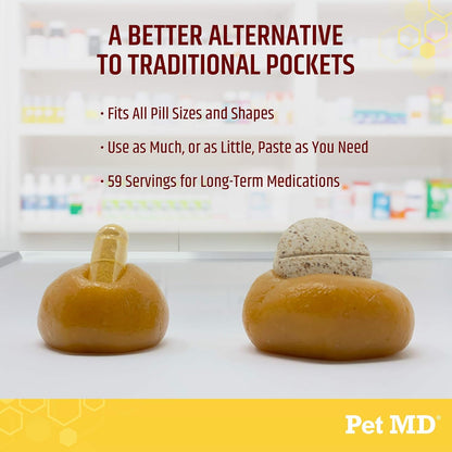 Pet MD Wrap A Pill Cheese & Bacon Flavor Pill Paste for Dogs - Make a Pocket or Pouch to Hide Pills & Medication - 8 oz (Pack of 2)
