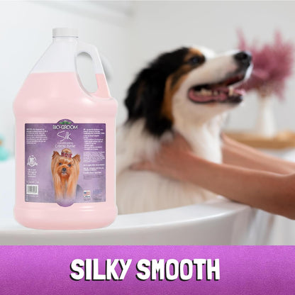 Bio-Groom Super Whitening Dog Shampoo + Silk Creme Rinse Conditioner - Dog & Pet Bathing Supplies, Hair Detangler, Puppy Wash, Grooming Supplies, Cruelty-Free - 1 Gallon Each (Pack of 2)
