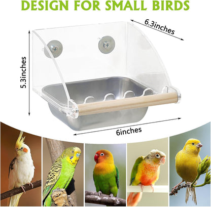 BNOSDM Wooden Bird Tunnel Parrot Swing Toys Natural Hanging Nest and No Mess Bird Feeder for Cage with Stainless Steel Food & Water Bowl for Conures, Parakeets, Budgies, Fincheses, Cockatiels, Lovebir