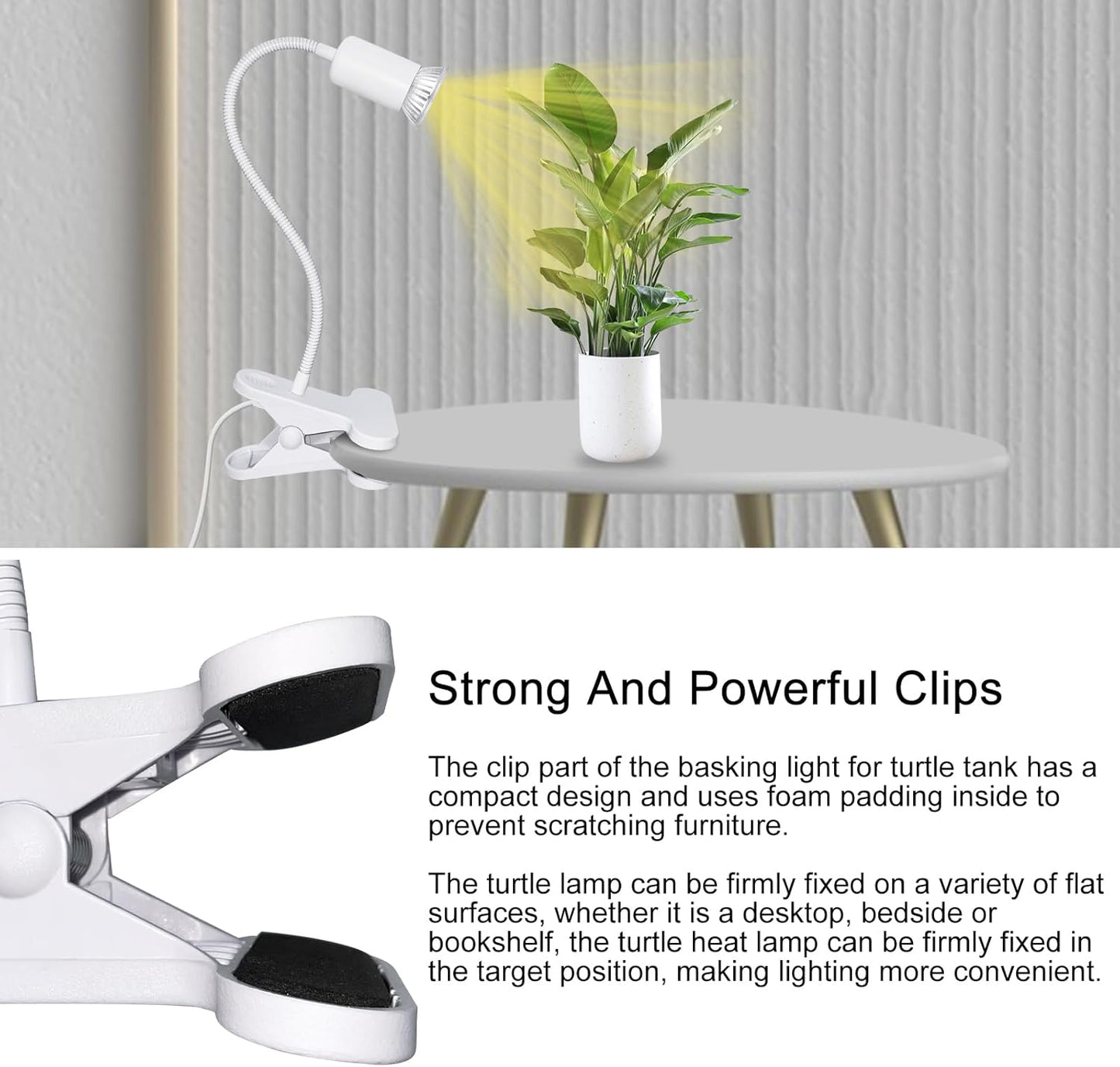 Aluminum Gooseneck Clamp on Desk Light Socket, Clip Lamp Holder E26 Desk Light Lamp with 240cm Cable, Turtle Tank Lights Heat for Reptiles, for Home Office Makeup(No Bulb)