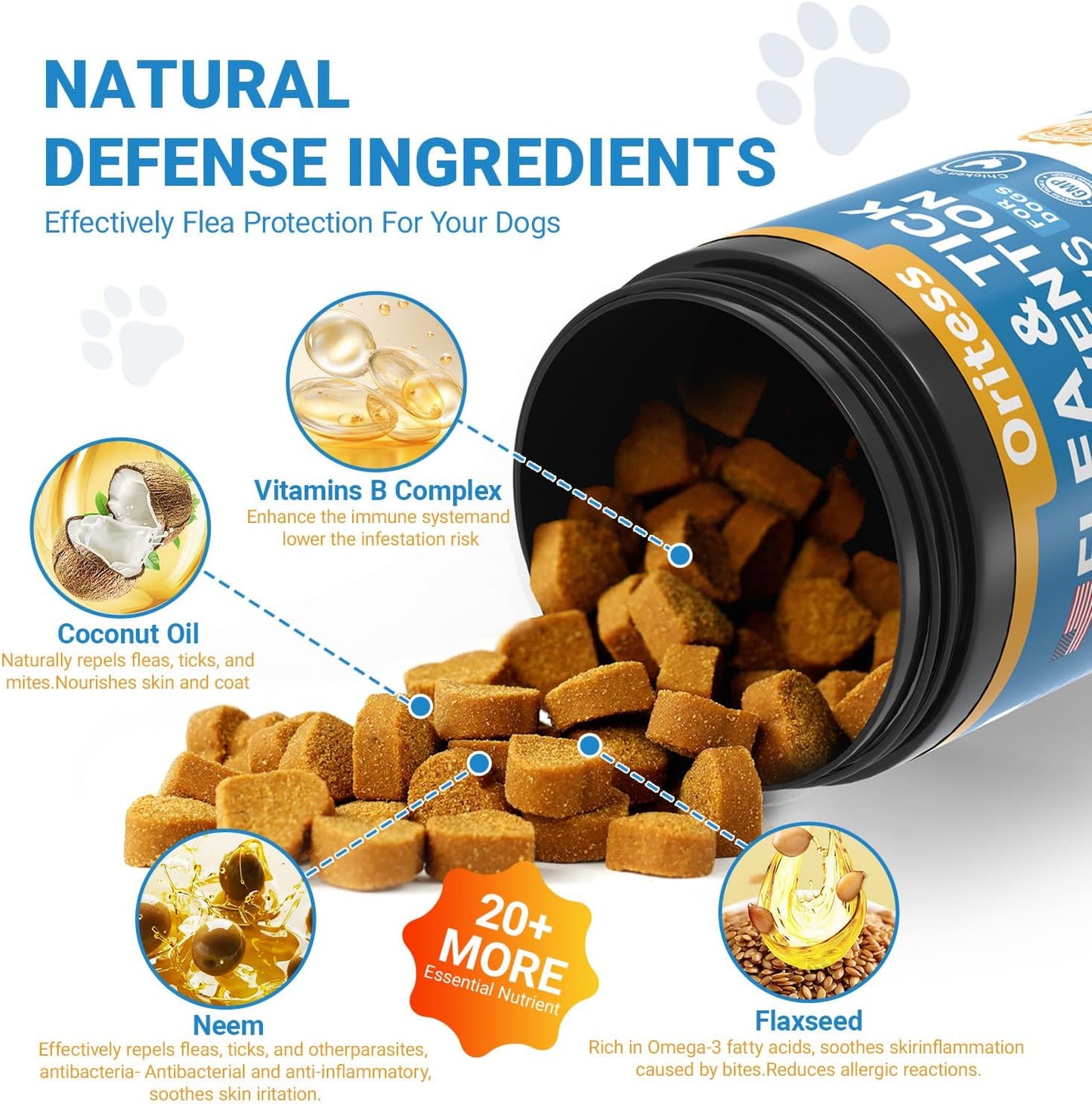 Flea and Tick Prevention for Dogs Dog Vitamins and Supplements 200 Chews