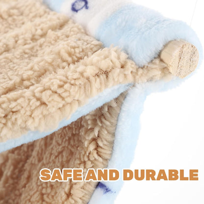Double-Layer Hanging Hamster Hammock Bed, Delicate Guinea Pig and Chinchilla Cage Accessory, Warm Blue Small Animal Sleep Nest for Rats and Hamsters