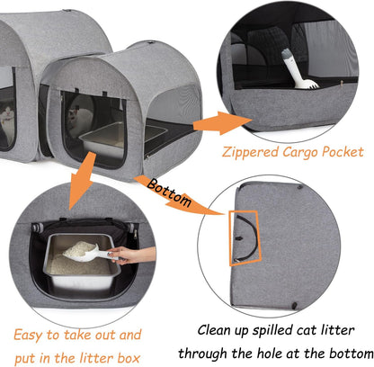LUCKITTY Portable Cat Playpen, Delivery Room, Enclosure, Postoperative Recovery, House Design for Better Standing, Foldable Pet Tent for Indoor and Outdoor Use, Cat Houses & Condos Dark Gray