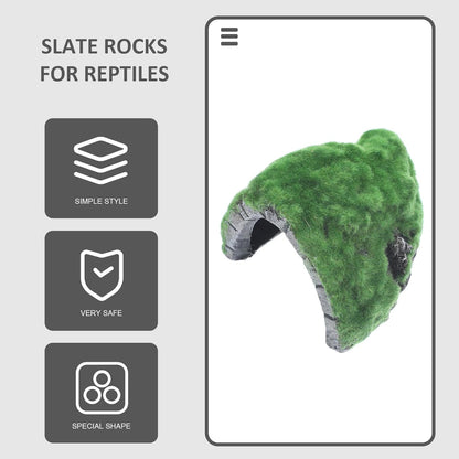 Large Resin Reptile Hideout Cave Basking Terrace, Realistic Tortoise Shelter and Gecko Hide for Terrarium Environment, Suitable for Bearded Dragons and Turtle Tanks