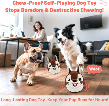 Interactive Dog Toys - Auto Bounce, Move & Vibrate with Sound, Talking Squirrel Puppy Toy for Small Medium Large Dogs, Rechargeable Durable Toy for Anxiety Relief, Boredom & Indoor Play