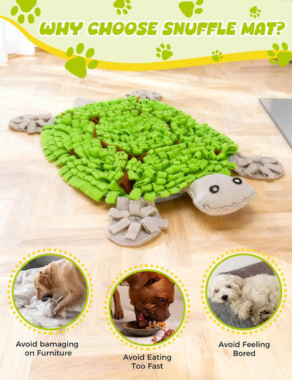 Snuffle Mat for Dogs, Turtle Design 28.8''×22.8 ''Inch Large Snuffle Mat for Dogs, Slow Feeder Dog Food Mat, Mental Stimulation Enrichment Puzzle Feeder Dog Toy for Anxiety Relief (Green)