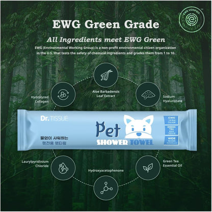 Extra Large Size - 20.5" x 12.6" Pet Wipes | Individually Packaged | Paw Wipes | Hypoallergenic | Grooming | Bathing | Green Tea Scented Deodorizing | Tear Stain | All Purpose Bath Wipes | 10 Counts