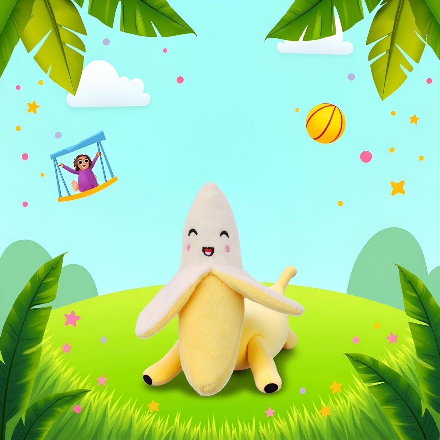 Yellow Squeeze Squeaker Puppy Dog Toys Plush Chew Toys (Banana) Dog Squeak Toys