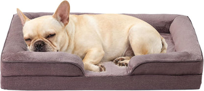 Makigued Medium Orthopedic Dog Bed with Egg Crate Foam Waterproof Liner Dog Sofa Couch with Removable Washable Cover Non-Slip Bottom, 24 * 18 * 6.5Inch, Dark Brown