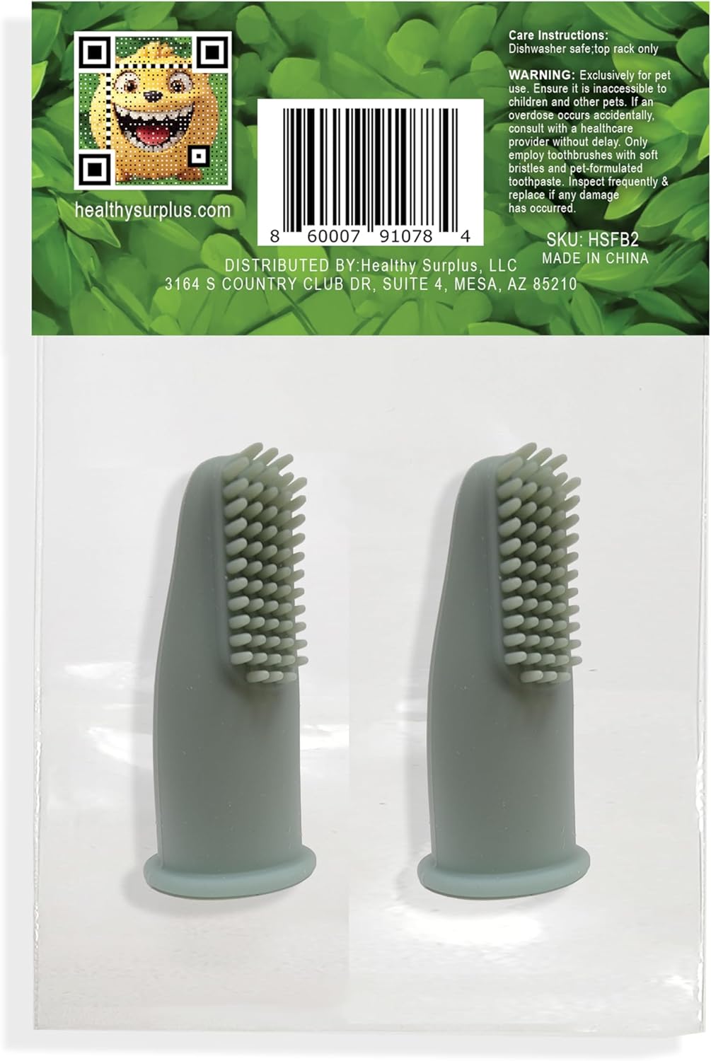 Healthy Surplus Silicone Finger Brush Twin Pack | 1 Virbac CET Enzymatic Poultry Toothpaste 2.5 oz/70 g | Fresh Breath, Plaque & Tartar Control | Dog Tooth Brushing Kit Oral Care for Pets